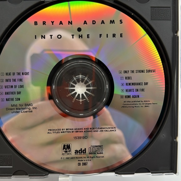 Bryan Adams - Into The Fire on CD. 1987 - Picture 4 of 5